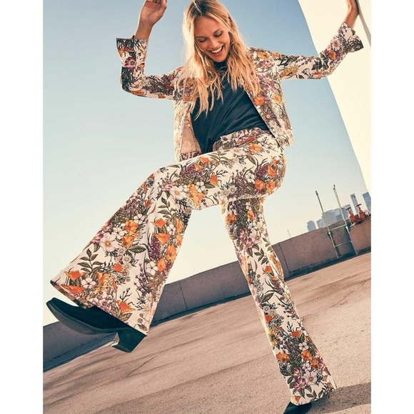 Wrangler Wanderer x Free People Mid Rise Floral Retro Festival Boho Flare Sz 26 - Picture 16 of 16